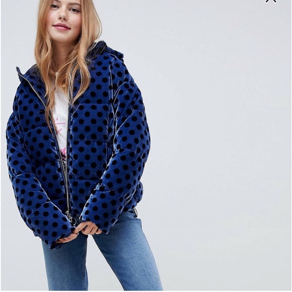 ASOS blue polka dot coat - Picture 3 of 3